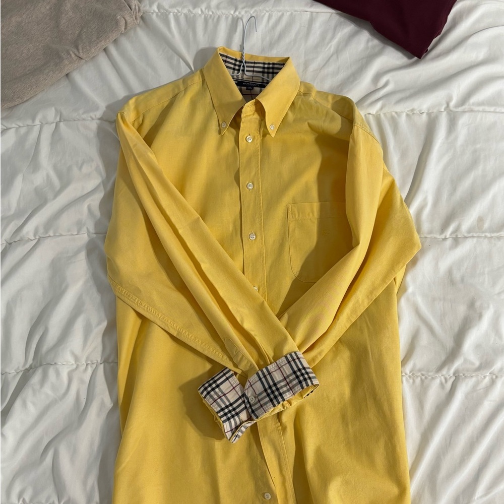 Burberry Yellow Casual Button Down Shirt